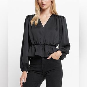 Express Long Sleeve V-Neck Peplum Top - Size XS - NWOT